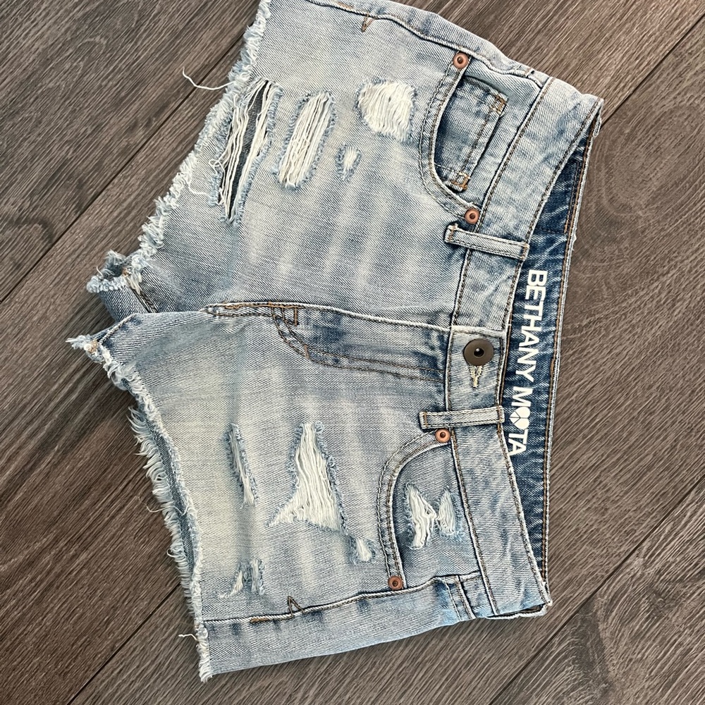 Bethany Mota Light Blue Distressed Denim Shorts